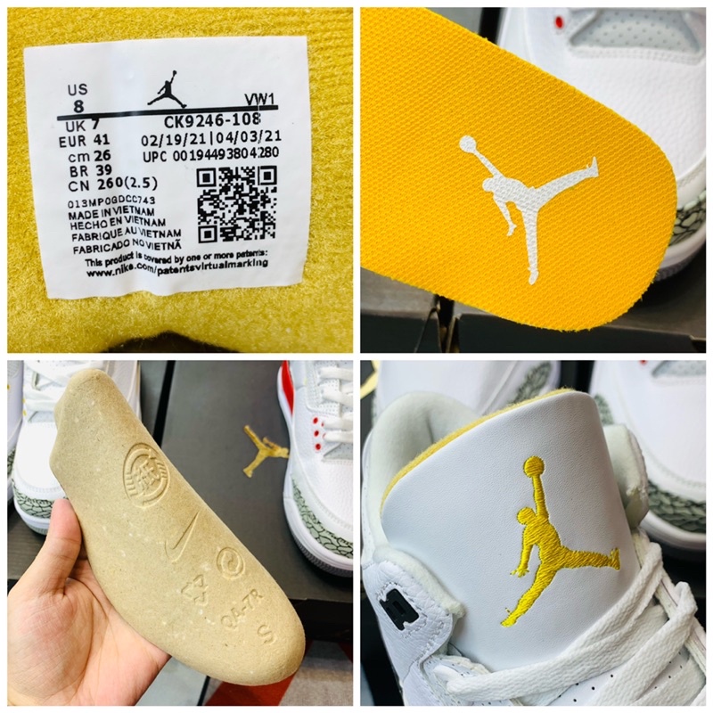 Giày thể thao sneaker jordan 3 laser orange da lộn hàng TC