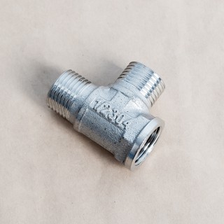 Tê 1 đầu ren trong 2 đầu ren ngoài Inox 304 phi 21