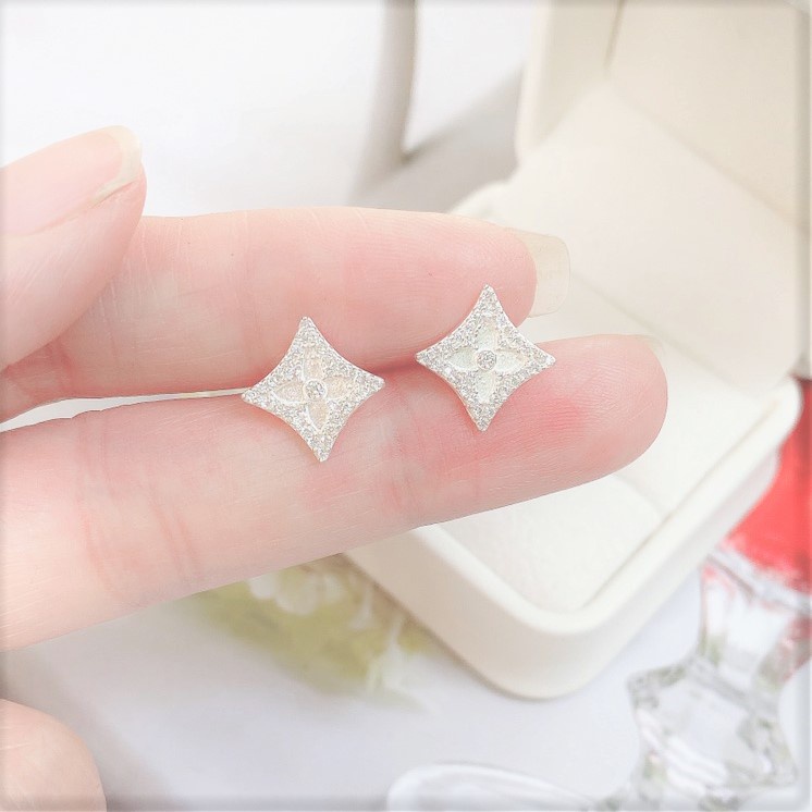 Bông tai bạc nữ hình thoi cá tính, khuyên tai chất liệu bạc ta cao cấp - Trang sức bạc Evasilver