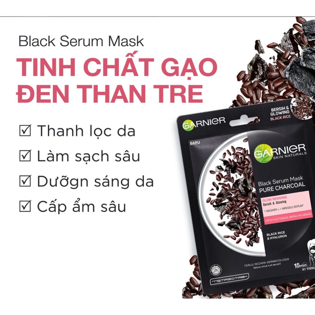 Mặt Nạ Tinh Chất Garnier Pháp Dưỡng Da Từ Thiên Nhiên Và Hyaluronic Acid Nuôi Dưỡng Và Chăm Sóc Mọi Vấn Đề Da 23~28g
