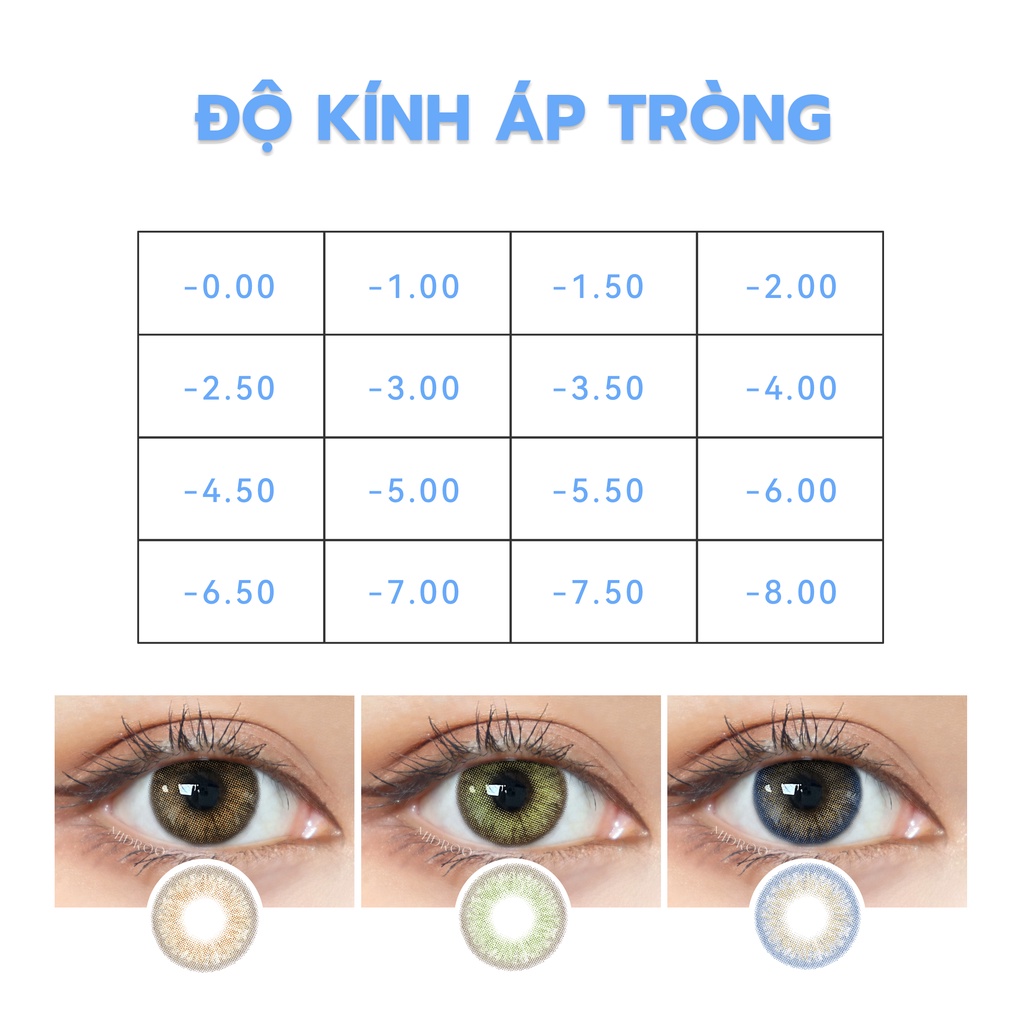 Midroo 1 Cặp Kính Áp Tròng 0-8 Độ 14.0mm Vỏ Mềm Trang Điểm Tiện Dụng