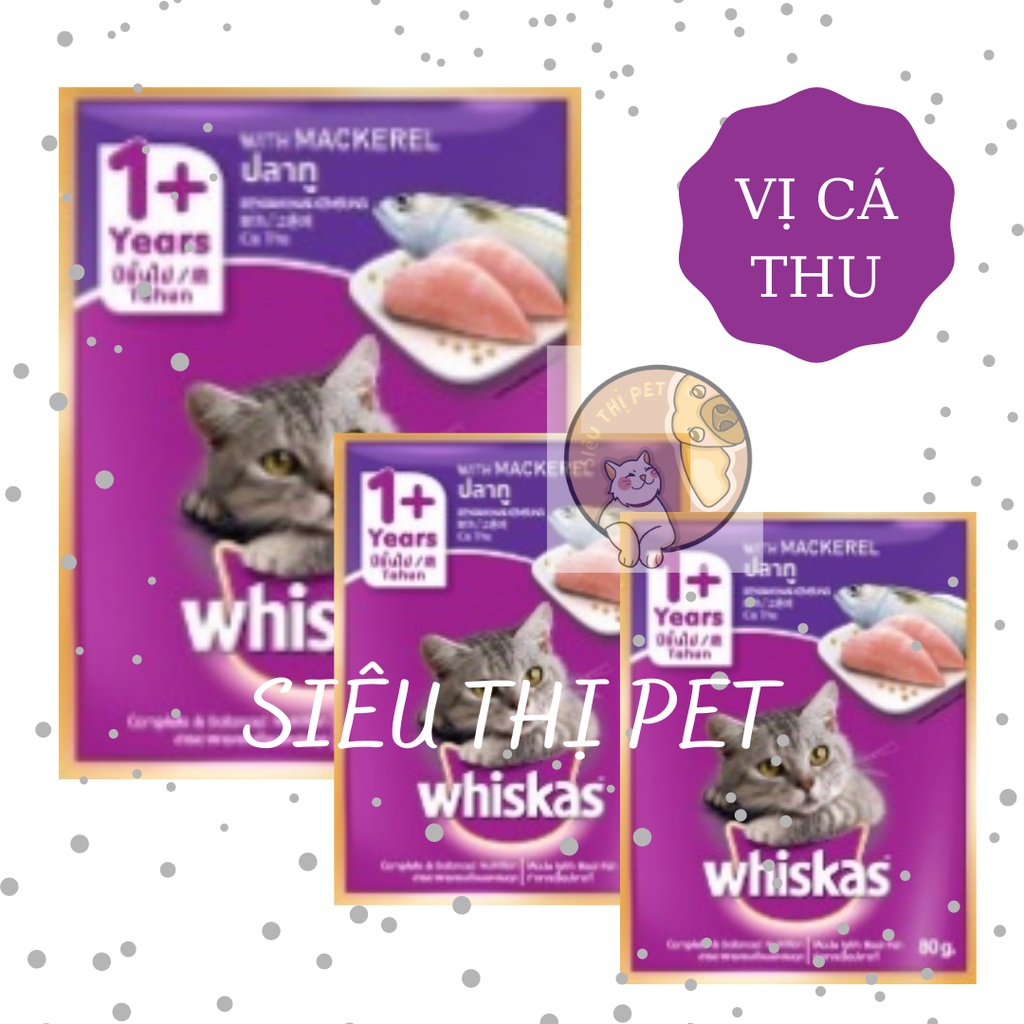 [Mã PET50K giảm Giảm 10% - Tối đa 50K đơn từ 250K] Pate Whiskas cho mèo 1+ Thùng 24 gói Giá sỉ tốt nhất thị trường