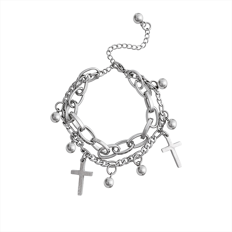 Vòng Tay Hai Lớp Bằng Thép Titan Phong Cách Hip Hop Cho Cặp Đôi