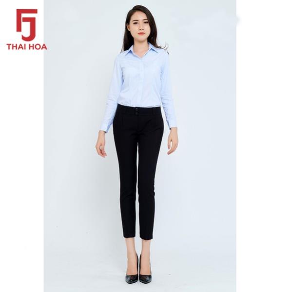 Quần tây nữ 9 tấc Thái Hòa vải dày, không giãn - Màu đen - 2-79-17