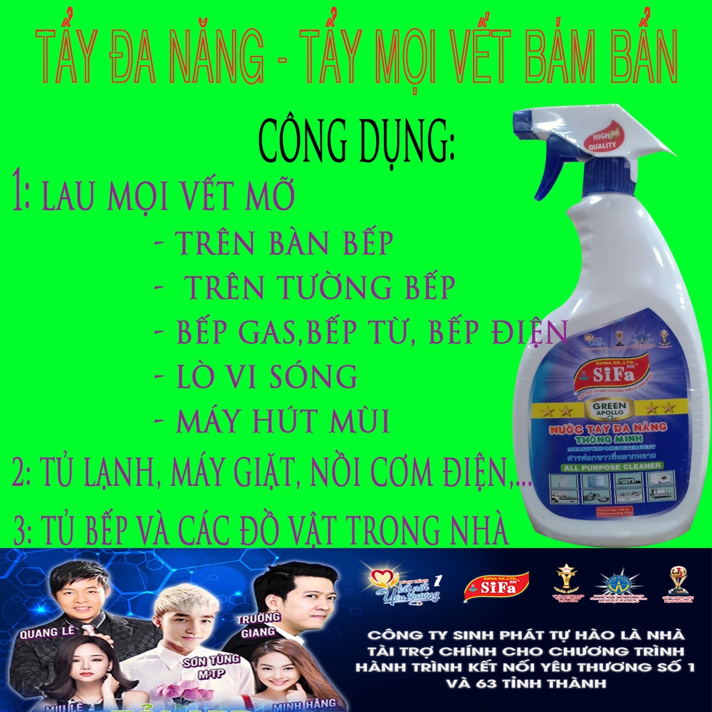 Tẩy dầu mỡ,Xịt lau bếp Gas, Siêu tẩy dầu mỡ bếp từ, bàn bếp, lò vi sóng, máy hút mùi, tủ lạnh,...