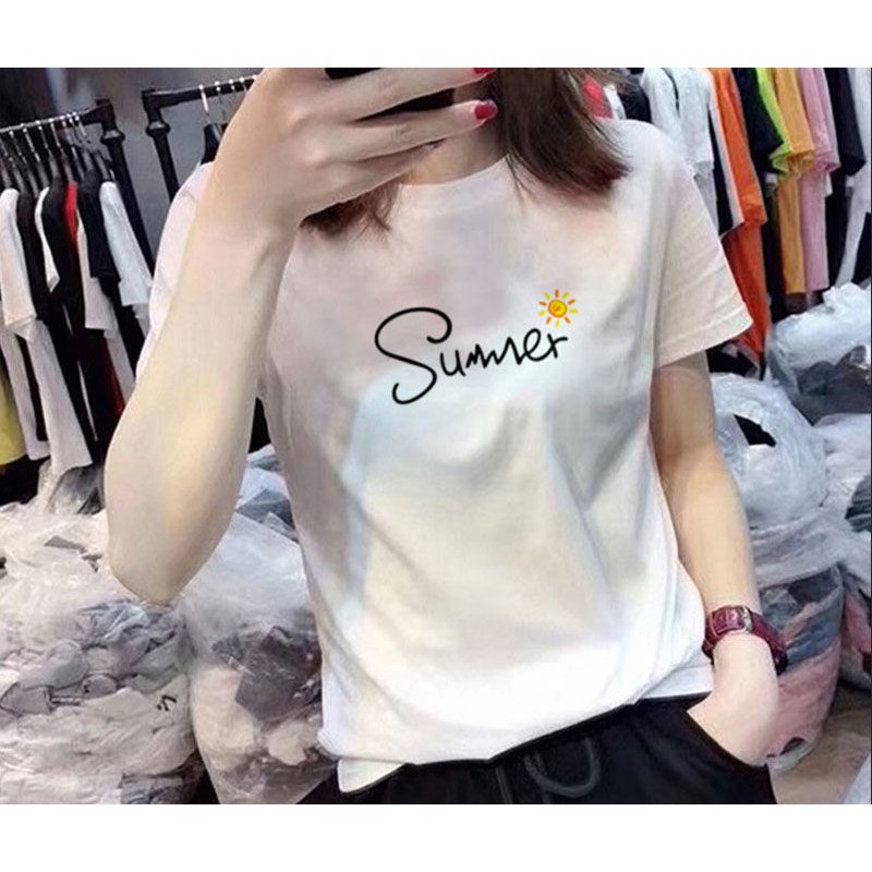 100% cotton cartoon bear white half sleeve short sleeve printed T-shirt women's new summer 2021 loose top