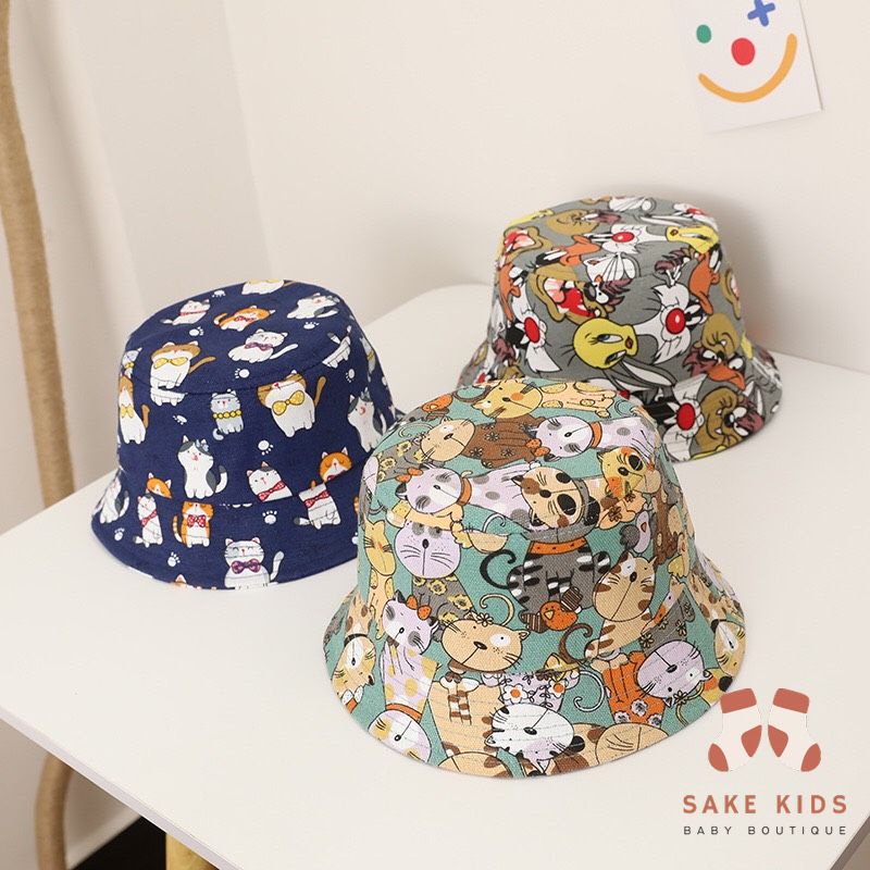 Mũ bucket nhiều hình Động vật xinh xắn chất vải mềm phong cách Hàn Quốc cho bé từ 0-4 tuổi mẫu mới nhất