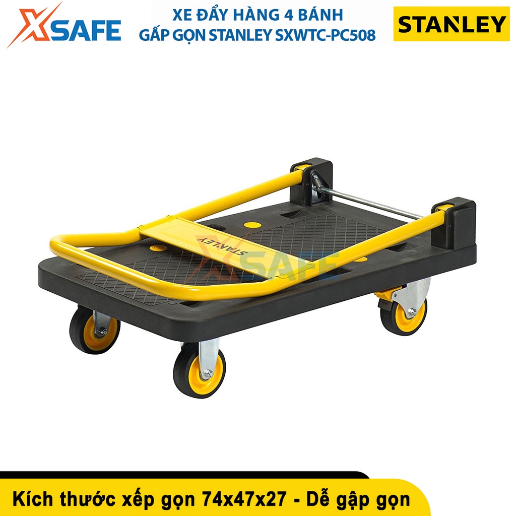 Xe đẩy hàng gấp gọn 4 bánh STANLEY SXWTC-PC508 tải trọng 150kg, tức thời 160kg, bánh xe bọc cao su - chính hãng - xsafe