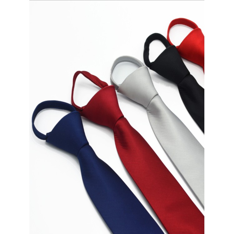 Cà Vạt Nam 🦋FREESHIP🦋 5.5 cm Thắt Sẵn- Cavat Lười Chú Rể Kiểu Dáng Hàn Quốc Màu Đen Kẻ Gân