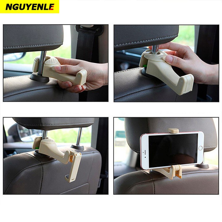 [Mã LIFEAUMAY giảm 10% tối đa 30k đơn 150k] Móc Treo Đồ Kiêm Giá Đỡ Điệu Thoại dùng trên xe Ôtô (nhiều màu)