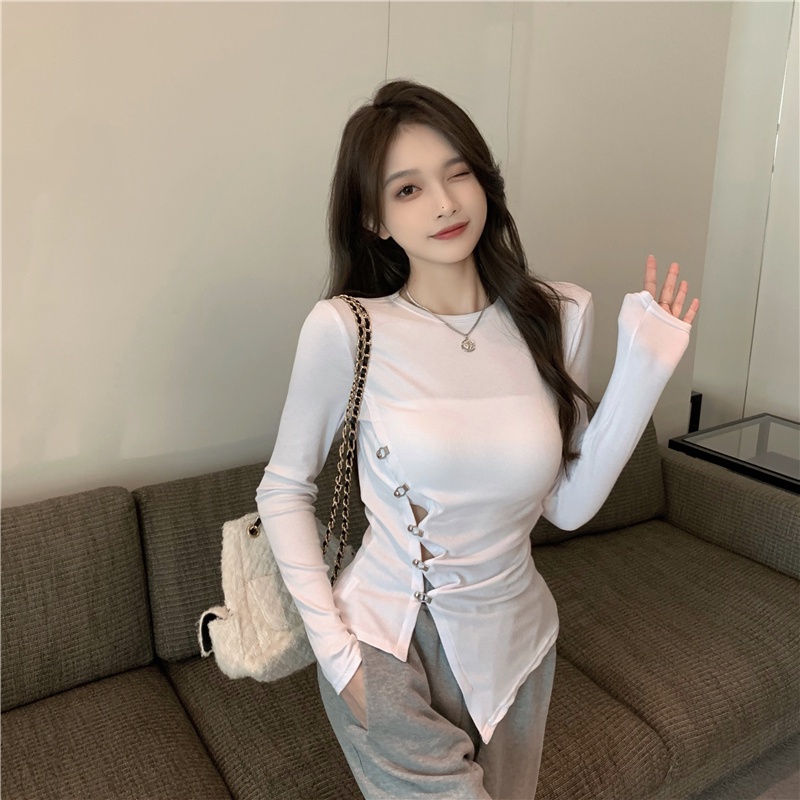 Áo thun dài tay màu sắc đơn giản cho nữ