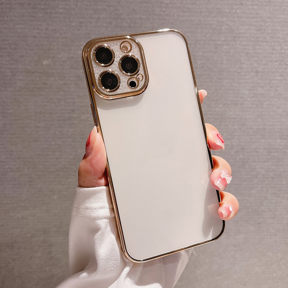 Ốp Điện Thoại Mềm Trong Suốt Lấp Lánh Chống Sốc Bảo Vệ Lens Cho iPhone 14 13 12 11 Pro Max XS XR X 8 7 Plus + SE 2020