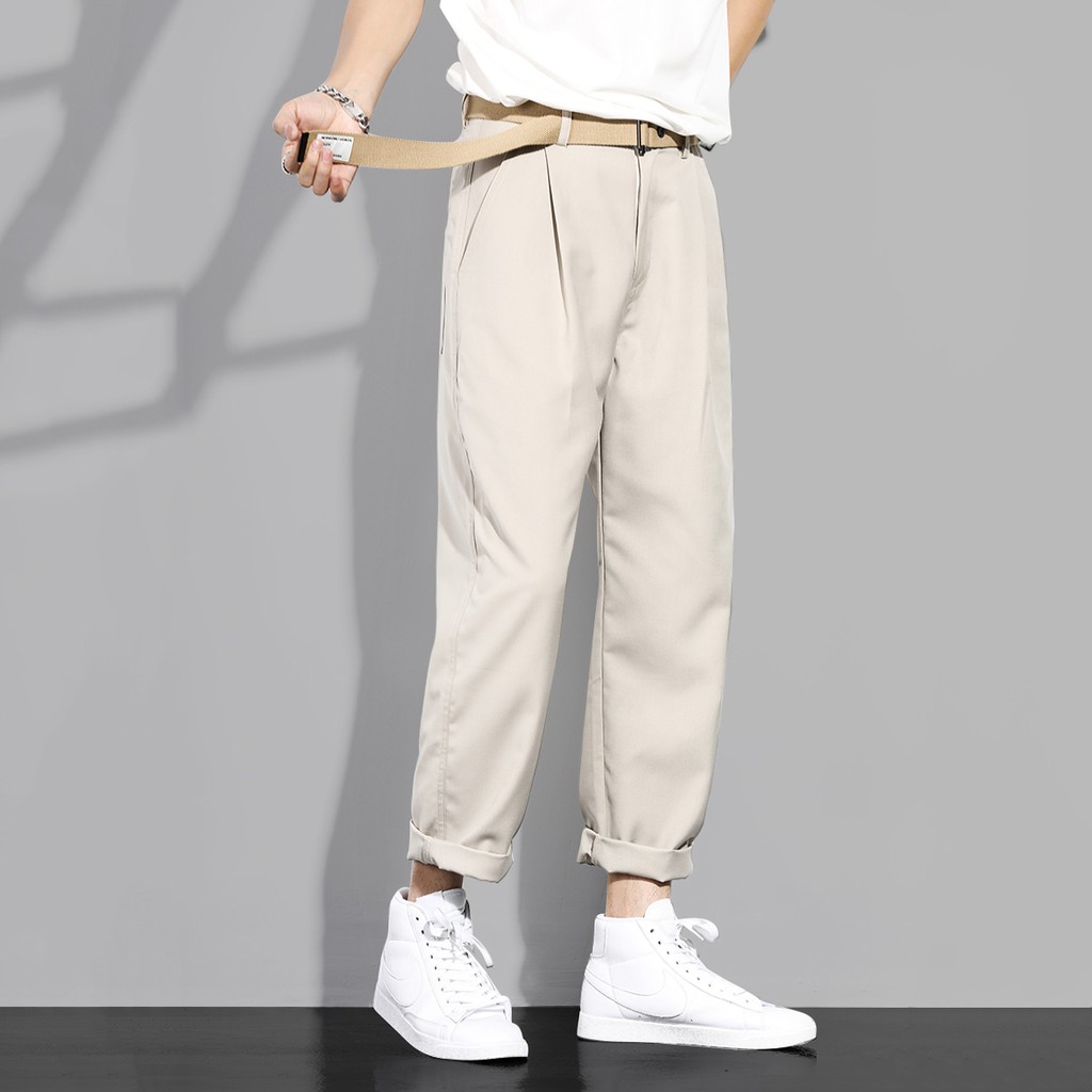 Quần Baggy Nam Kiểu Quần Tây Âu Chinos Trơn Đơn Giản Mặc Kiểu Xắn Gấu Năng Động MENFASHION1989 JOGGER NAM 9000066C