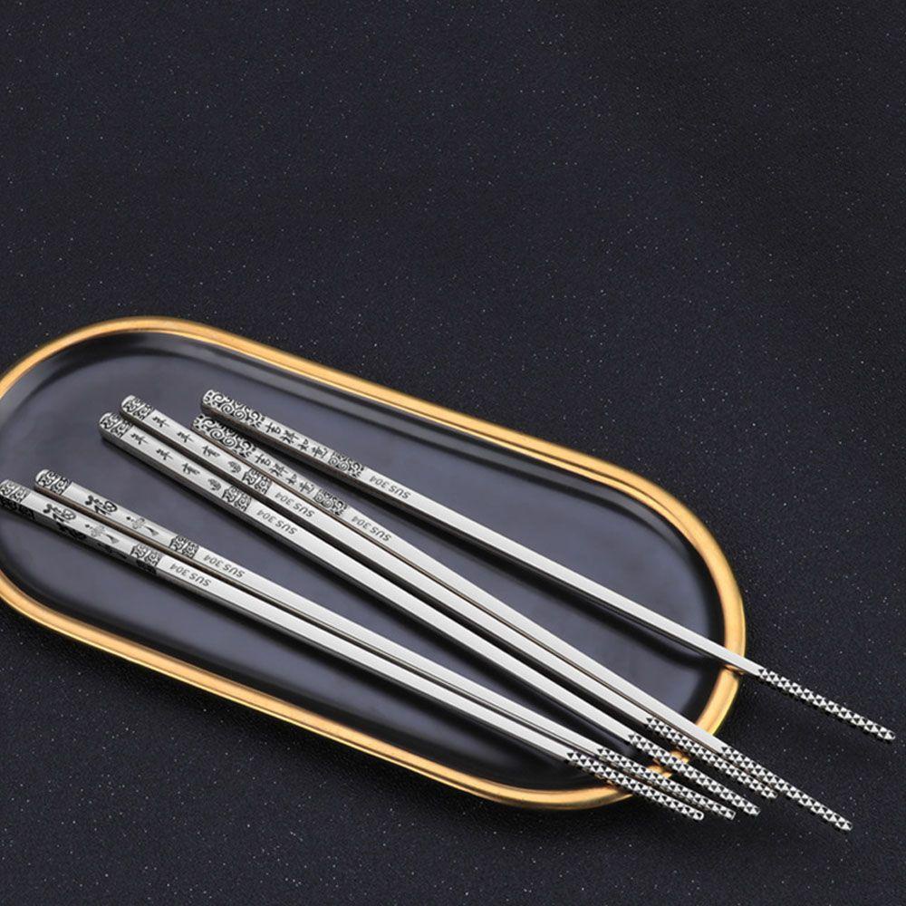 YIYU 1 Đôi Đũa Kim Loại Chống Trượt Màu Bạc