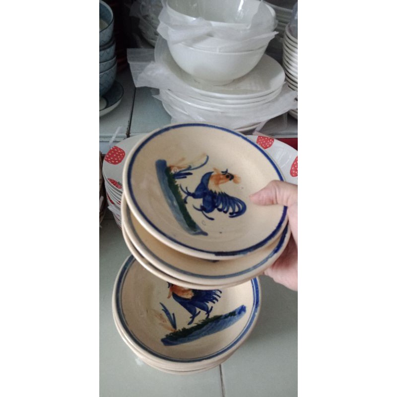 <Video SP> Dĩa Đá Xưa Con Gà Tròn Cạn 15*3cm <Họa tiết vẽ tay>