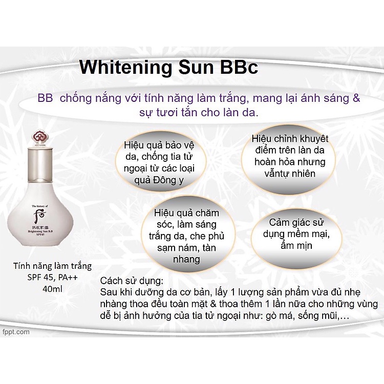 Kem nền trang điểm chống nắng WHOO Gongjinhyang Seol Radiant White Sun BB SPF45/PA+++ 40ml