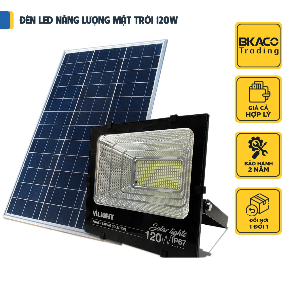 Đèn pha năng lượng mặt trời 120W Vi-Light VLFL120MT1, BH đổi mới 2 năm, Xuất khẩu USA