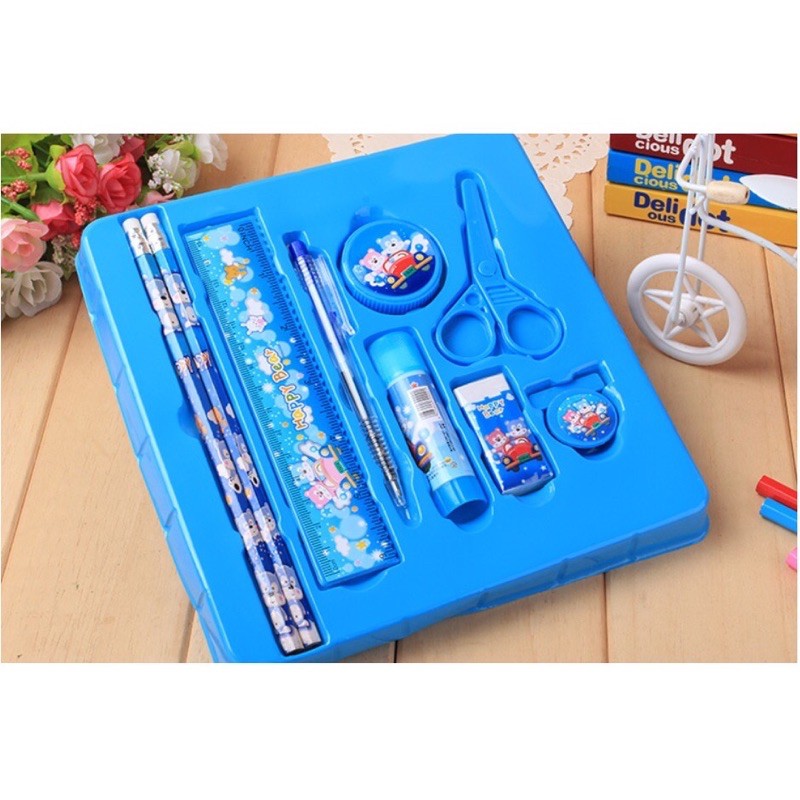 GIÁ SỈ - Set 9 dụng cụ học tập - Thước Kẻ Bút Chì Tẩy Kéo - Đồ Dùng Văn Phòng Phẩm