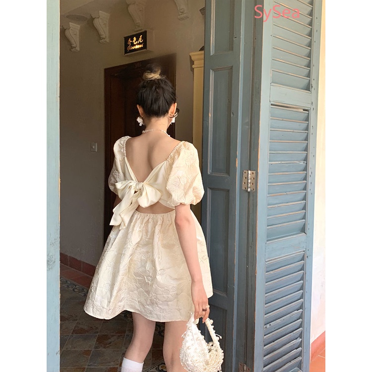 Đầm cổ vuông phong cách mùa hè retro Pháp xinh xắn dành cho nữ