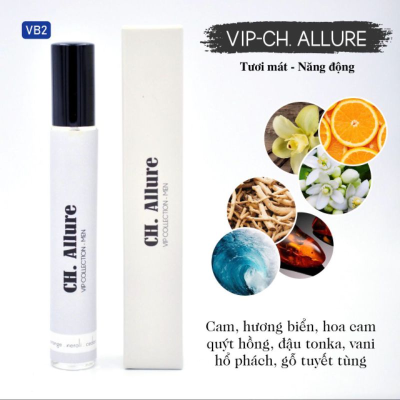 Tinh dầu nước hoa Pháp CH Allure 12ml. Tươi mát, năng động - Dạng lăn/xịt