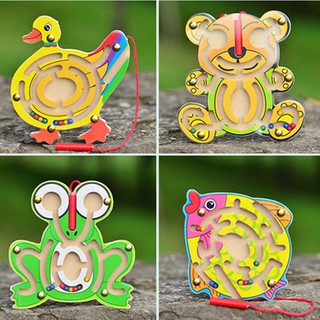 Wood Puzzle Maze Cartoon Animal Shapes Children Education Puzzle Game