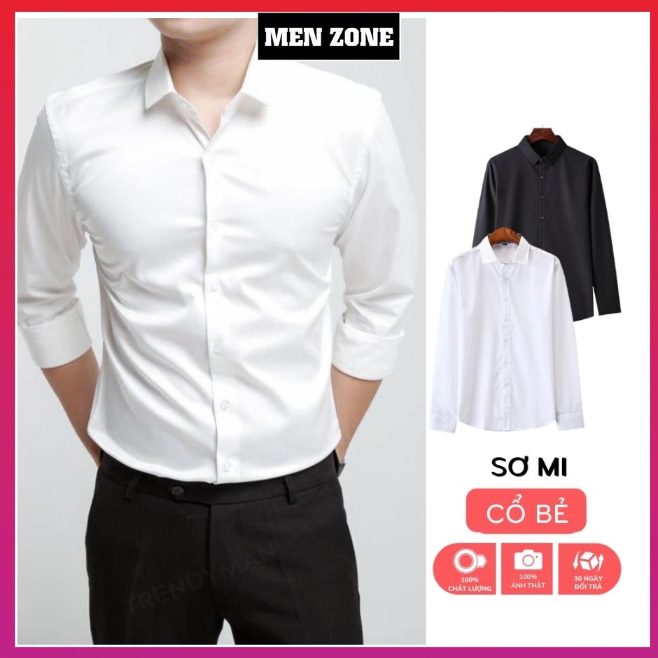 Áo Sơ Mi Trắng Nam Tay Dài Công Sở Dáng Ôm, Vải Không Nhăn, Thấm Hút Mồ Hôi Tốt [ATS]