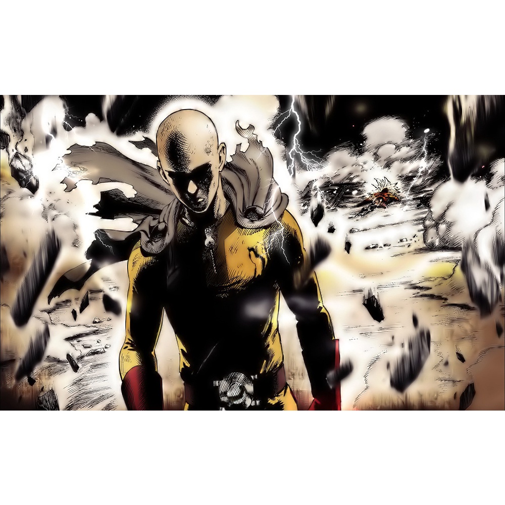 Poster A4 dán tường Anime, decal 21x30 trang trí có keo One-Punch Man Wallpapers (1), nhận in theo yêu cầu