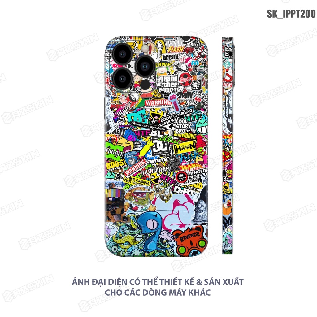 Miếng Dán Skin Pattern Vui Nhộn IPhone 7/13 Pro Max |SK_IPPT200| Chất Liệu 3M Cao Cấp, Hình In sắc Nét, Khuôn Cắt CNC