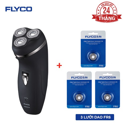 Combo Máy Cạo Râu Flyco 3 Lưỡi Kép FS330VN & 3 Lưỡi Dao FR6 Hàng Chính Hãng