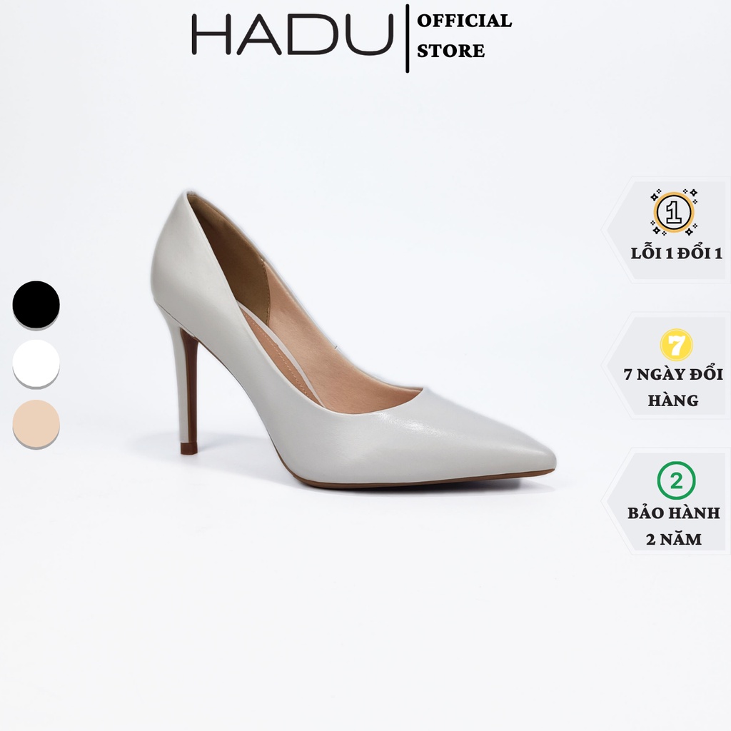 Giày cao gót mũi nhọn 10cm HADU G1012 - da mờ gót đũa cao 10cm bít mũi