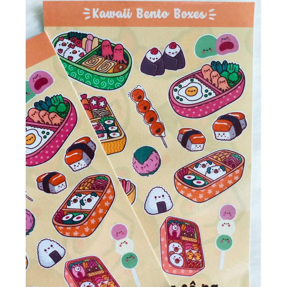Sticker/hình dán Cơm Hộp Bento / Kawaii Bento Box - trang trí bullet journal,planner,sổ - tiemtaphoacona