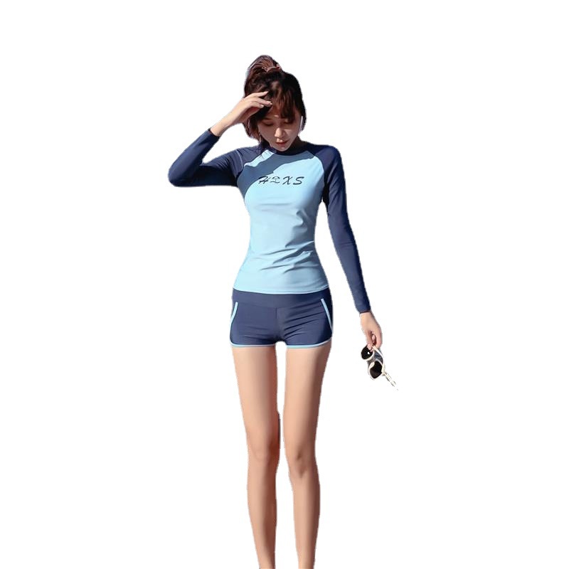 Bộ Đồ Bơi 3 Món Áo Thun Tay Dài + Quần Short + Quần Bơi Chuyên Nghiệp Nhanh Khô Cho Nữ