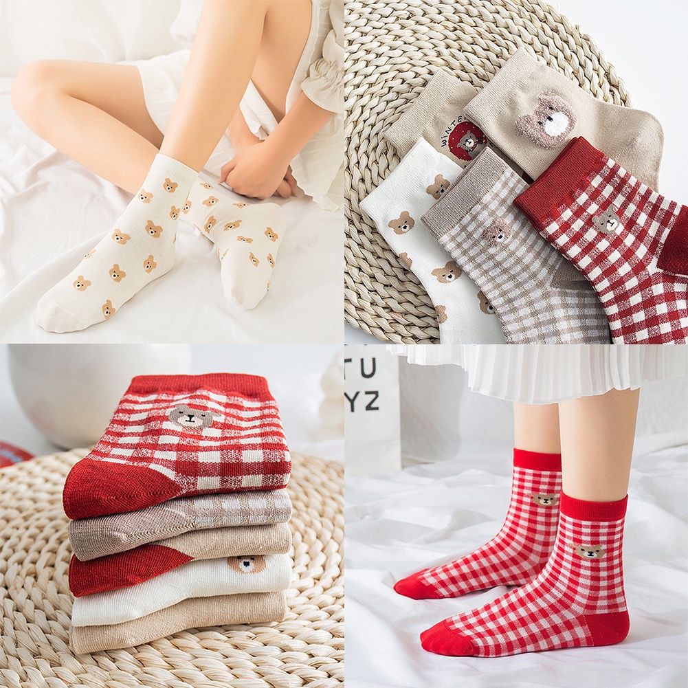 Đôi Tất Chân Giữ Ấm Mùa Đông Dày Dặn In Hình Động Vật Dễ Thương Phong Cách Hàn Quốc Cho Nữ