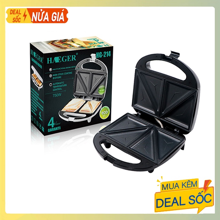 Máy Kẹp Nướng Bánh Mì Sandwich Khuôn Tam Giác Haeger 750W