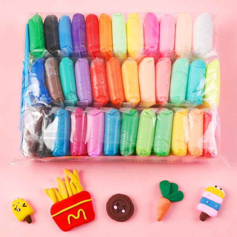 Đất nặn an toàn cho bé 36 màu, đất sét tự khô nặn hình cao cấp siêu nhẹ dành cho trẻ làm butter slime trang trí