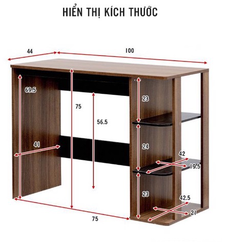 Bàn làm việc, bàn học hiện đại chống gù lưng đa năng có kệ sồi mỹ GP73