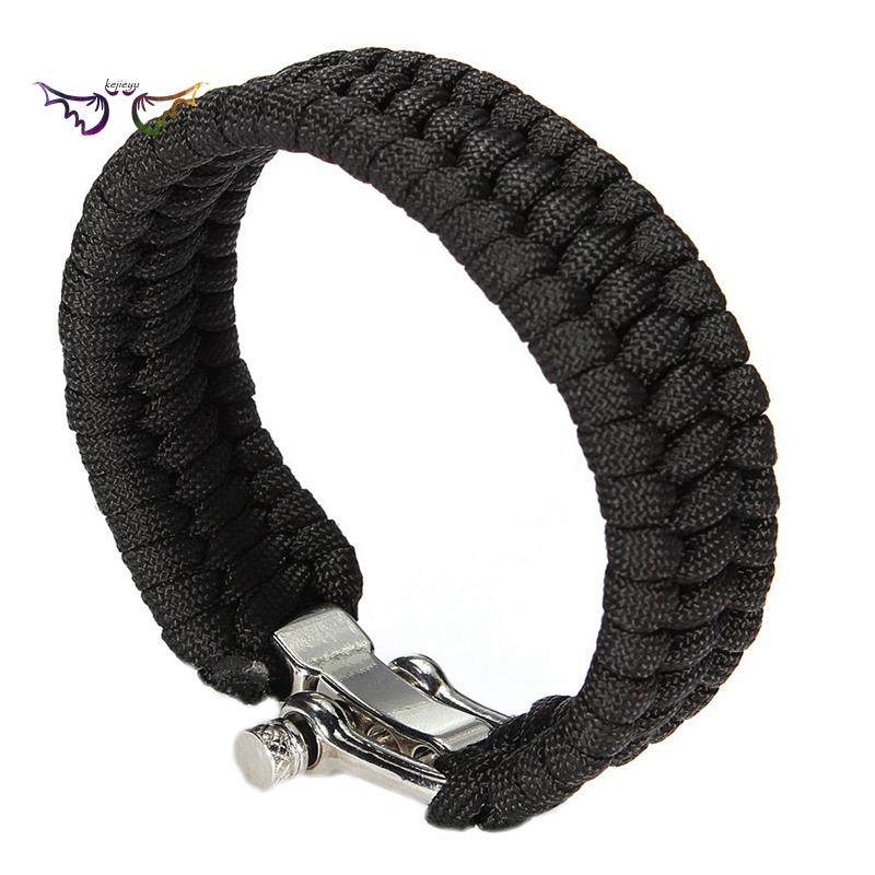 Vòng đeo tay sinh tồn Paracord màu đen