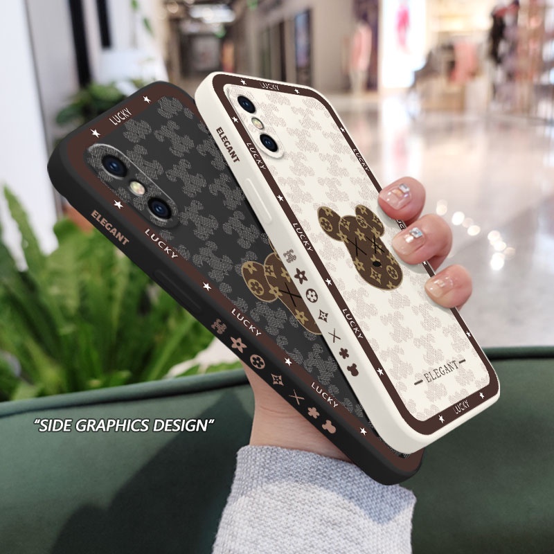 Ốp Điện Thoại Mềm Bảo Vệ Toàn Diện Họa Tiết Gấu Tai To Sáng Tạo Dành Cho IPhone X XS