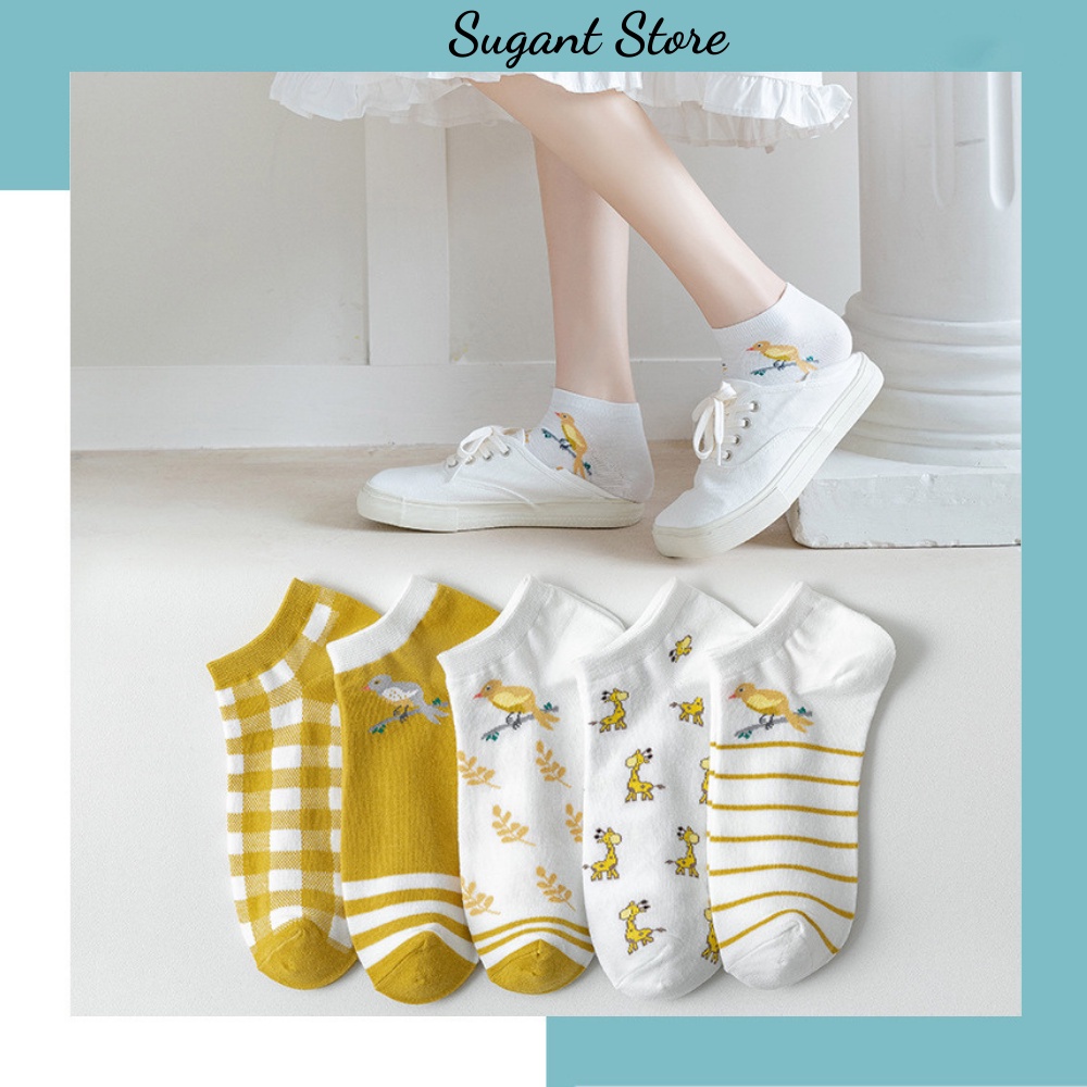 Tất nữ cổ ngắn màu vàng phong cách Nhật bản xinh xắn - Sugant Store T021