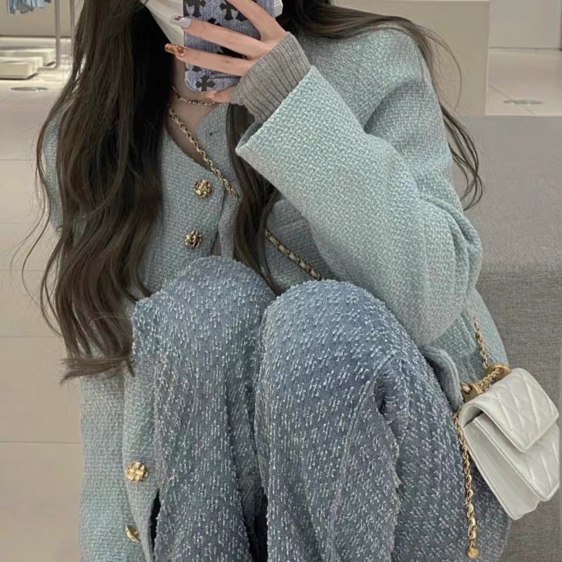 Áo khoác dạ tone xanh new