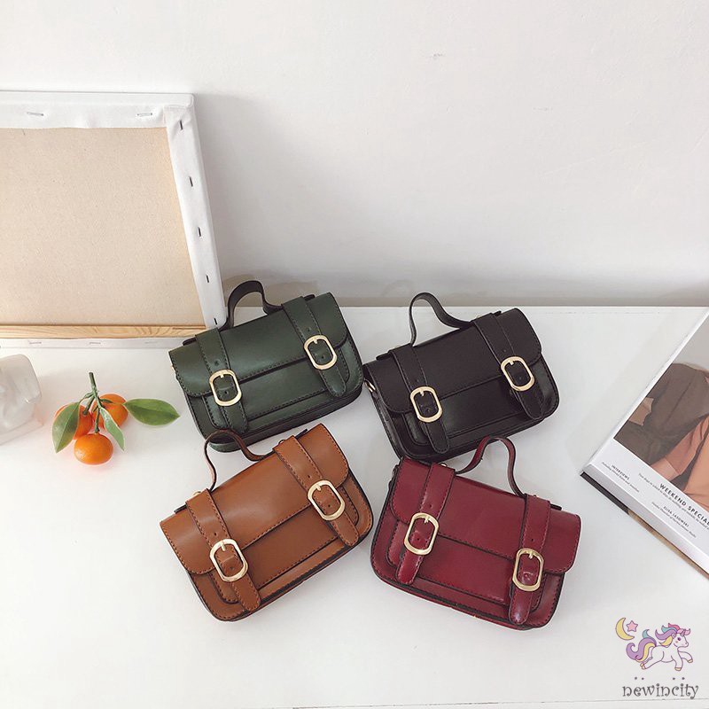 Túi xách da bằng pu phong cách cổ điển cho bé gái