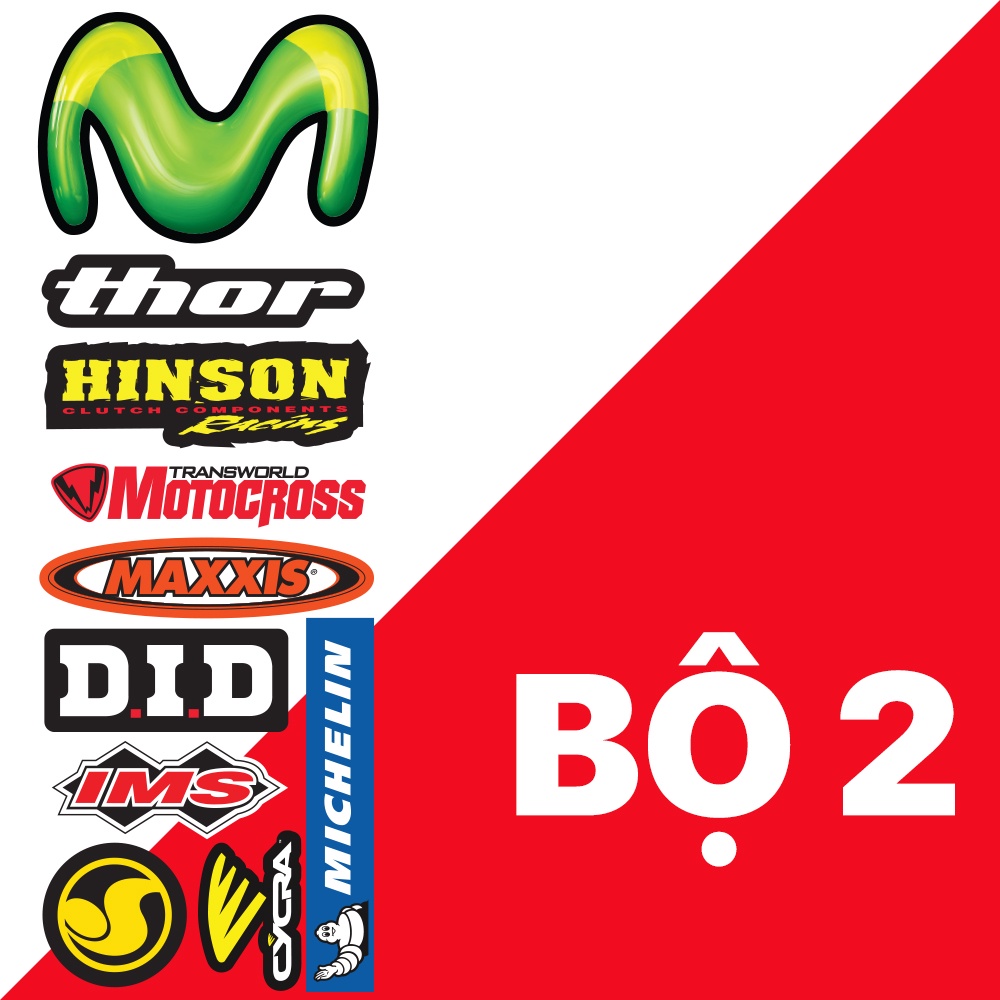 Bộ 10 Tem Dán Xe Máy HRC Ohlins Castrol NKG Motul Liqui Moly HRC Kingdrag Monster - Decal Dán Xe Không