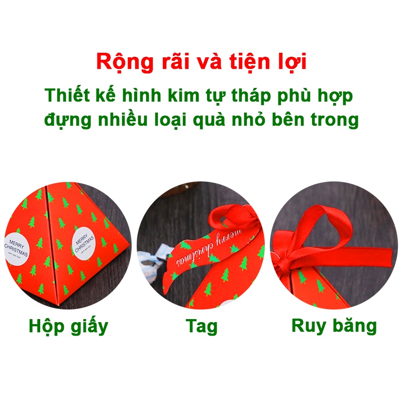 Hộp quà Giáng sinh hình kim tự tháp BBShine, Hộp quà Noel đựng kẹo ngộ nghĩnh xinh xắn – G003