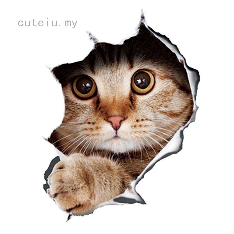 Ngộ nghĩnh ❥ ❈ Nhãn dán tự động âm thanh nổi Đề can cửa sổ ô tô Phụ kiện dán thú cưng cho mèo