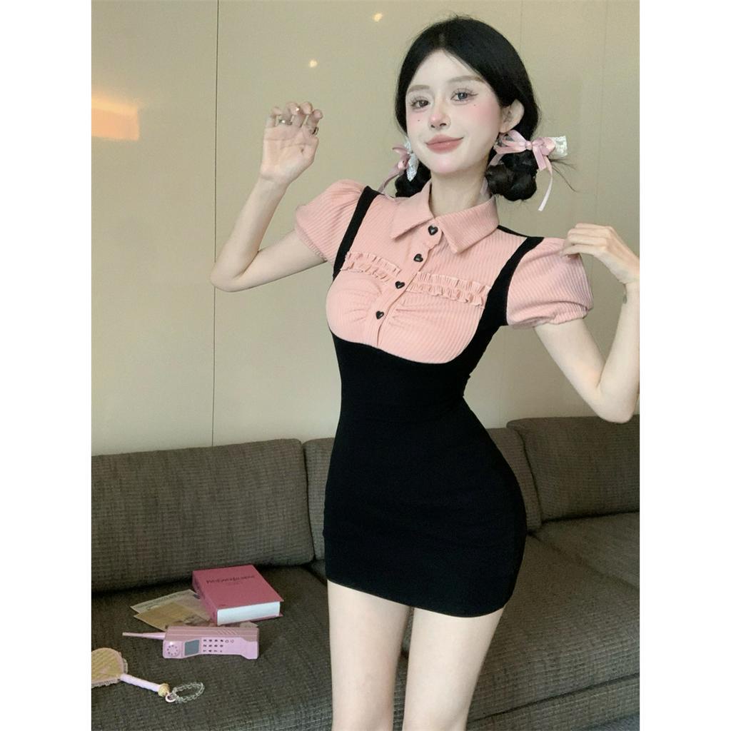Đầm Ngắn Dáng Ôm Tay Phồng Thời Trang Hàn Quốc Quyến Rũ Cho Nữ