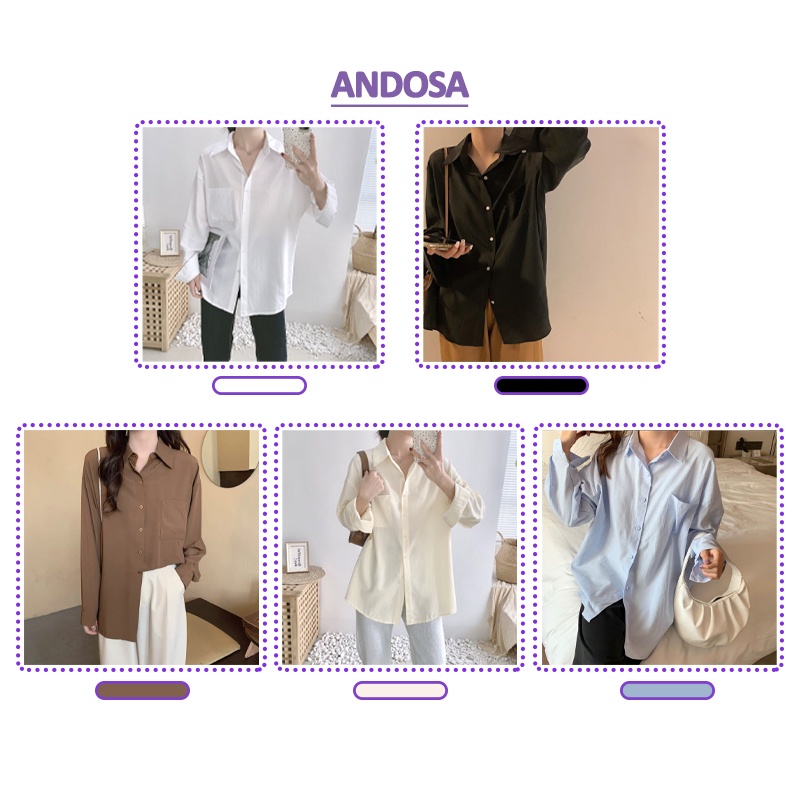 Áo sơ mi nữ form rộng tay dài kiểu công sở đẹp hàng Quảng Châu cao cấp ANDOSA SM10