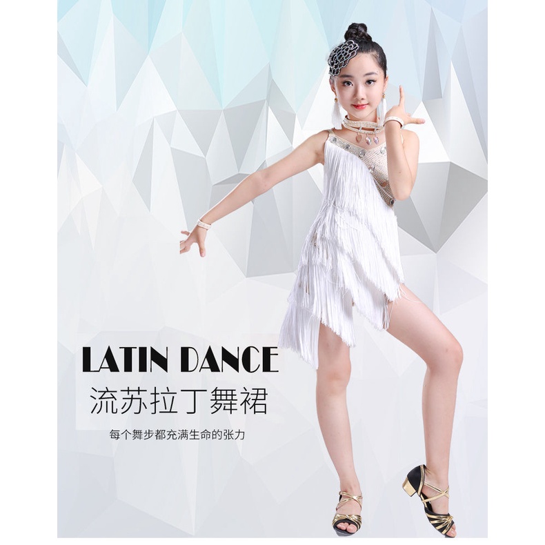 Đầm Khiêu Vũ Latin Đính Kim Cương Giả Phối Tua Rua Thời Trang Mùa Hè Mới Cho Nữ