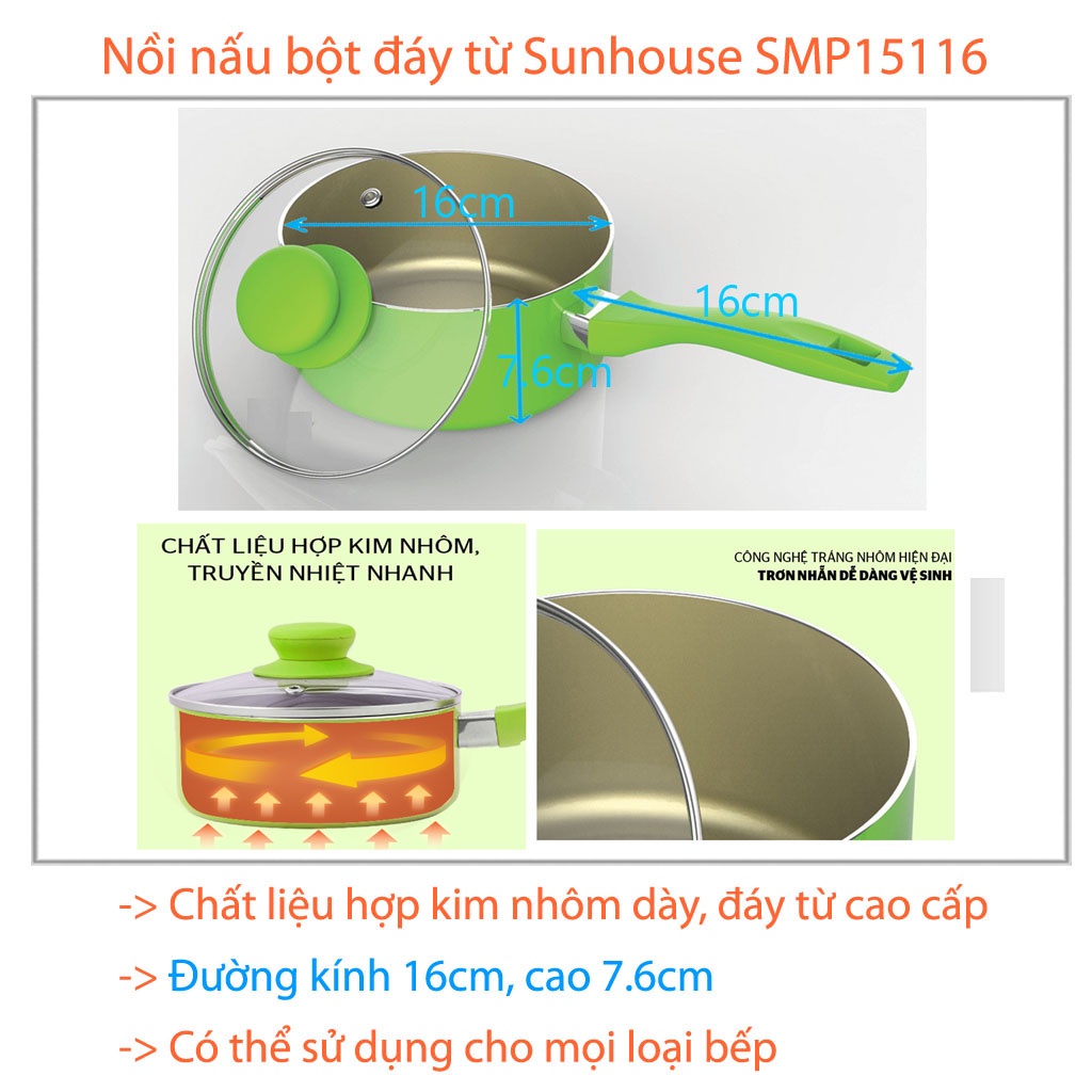 Nồi Nấu Bột Cho Bé Sunhouse Chống Dính Chính Hãng [2 Mẫu]