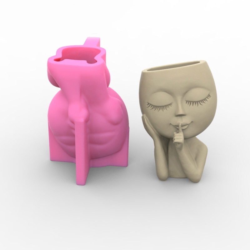 Khuôn Silicon Làm Chậu Hoa Hình Búp Bê Đầu To