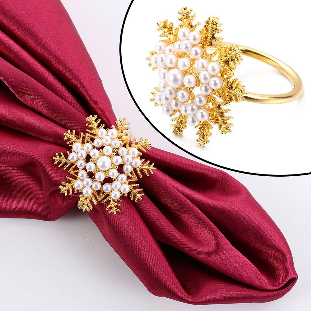 PINEVN Set 1 / 3 / 6 Vòng Dây Hoa Tuyết Trang Trí Khăn Ăn